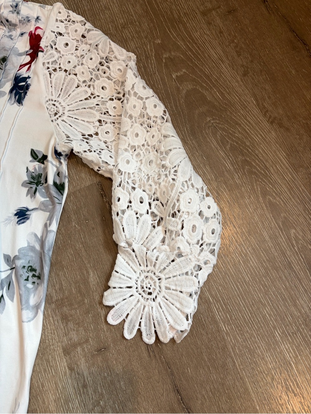 Edvintorg  WomenWhite Floral Lace Sleeve Maxi Leisure Lounge Dress Sz 2XL - Picture 3 of 8